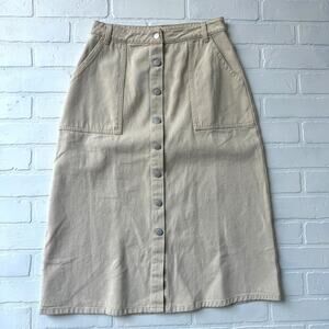 Inherit Boutique Women's NWT Tan Beige Denim Jean Long Maxi Skirt sz M